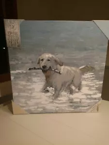 Marmont Hill 18x18 lona pintura retriever laboratorio playa buscar hermoso impresionante - Imagen 1 de 4