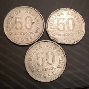 [3] Argentina 1954, 1955 - 50 Centavos - José de San Martín - 1 MAY HAVE A ERROR - Picture 1 of 10
