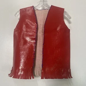 Children’s Red Naugahyde Fabric Vest Handmade-No Tags-Read For Measurements - Picture 1 of 11