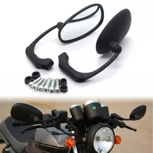 Motorcycle Black Retro Oval Rearview Side Mirror For GN/ CG Cafe Racer Custom - Picture 1 of 8