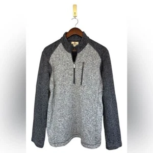 Suéter Pullover WOOLRICH Para Hombre 1/4 Cremallera Gris Jaspeado Con Bolsillo con Cremallera Grande - Imagen 1 de 10