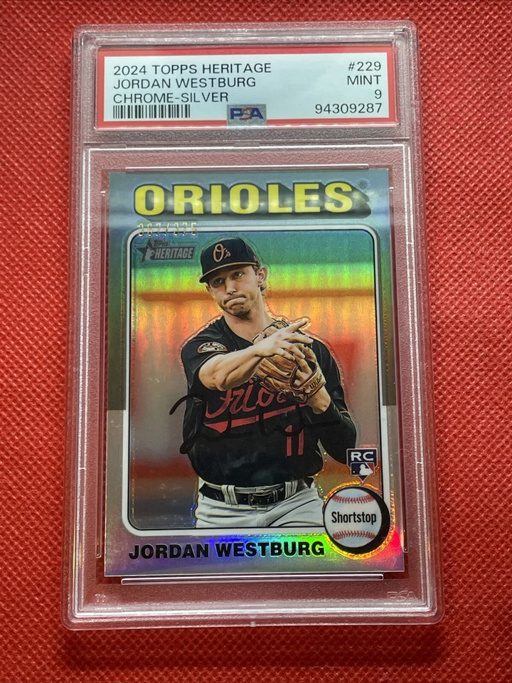 2024 Topps Heritage 229 Jordan Westburg Chrome Silver #/375 RC PSA 9 Mint - Image 1 of 2