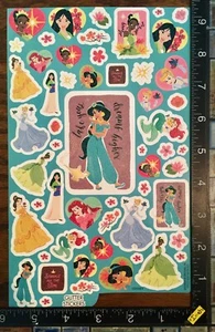PRINCESS ARIEL CINDERELLA JASMINE, ONE SHEET BEAUTIFUL GLITTER STICKERS #GLITTER - Picture 1 of 2