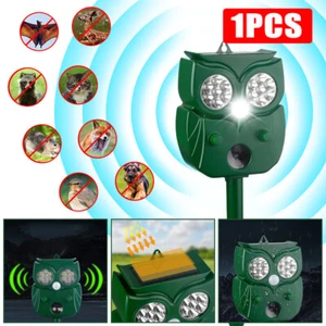 Solar Ultrasonic Animal Repellent Dog Cat Skunk Deer Raccoon For Garden Yard US - Picture 1 of 12