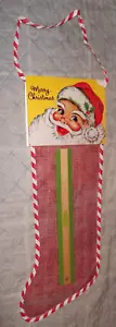 Calza natalizia GRANDE 20" vintage rete a rete XL con intestazione Babbo Natale inutilizzata riempibile NOS - Foto 1 di 5