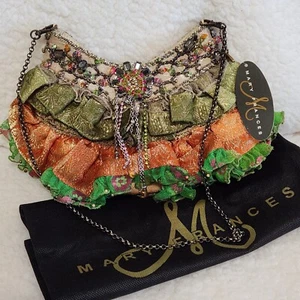 VTG MARY FRANCES COLORFUL RUFFLES, BEADS & STONES SHOULDER BAG NEW W/tag - Picture 1 of 20