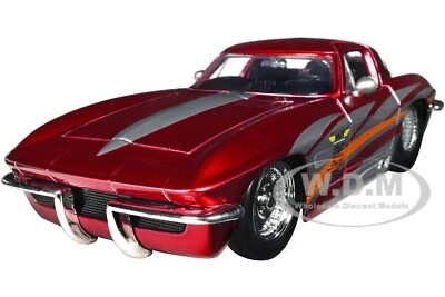 1963 CHEVROLET CORVETTE STINGRAY RED & SILVER 1/24 DIECAST MODEL BY JADA 35023 - Image 1 of 4