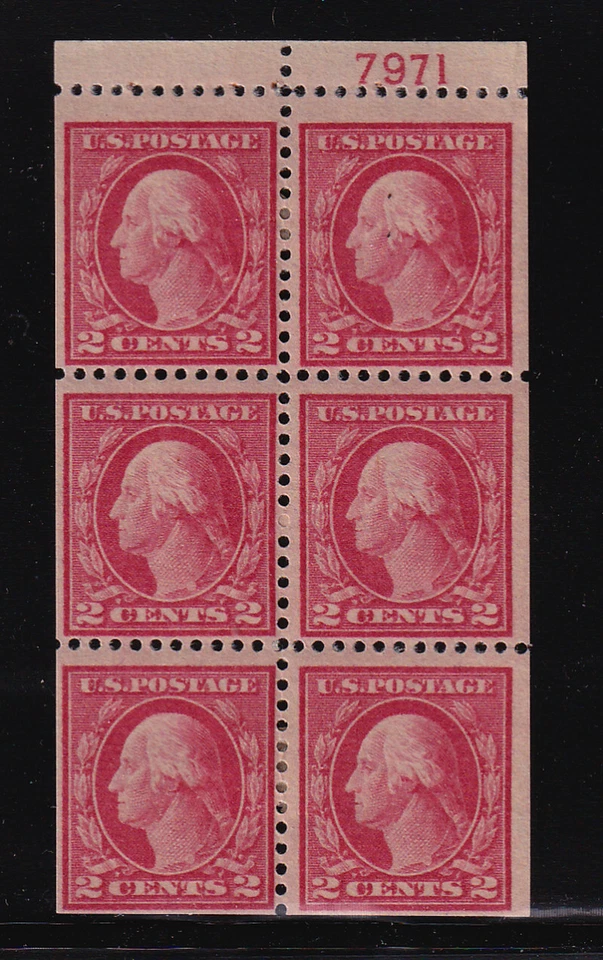 1916 Washington 2c Sc 463a MHRs booklet pane plate no. 7971 CV $150 - Image 1 of 1