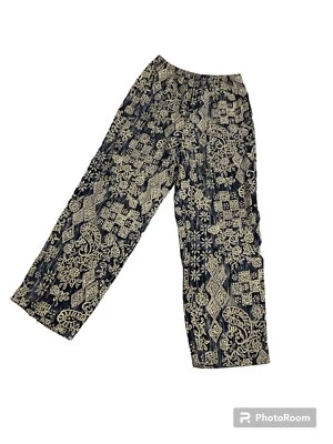 Calça Leslie Fay vintage tamanho 10 estampa batik Boho Cottage Prairie retrô - Imagem 1 de 4