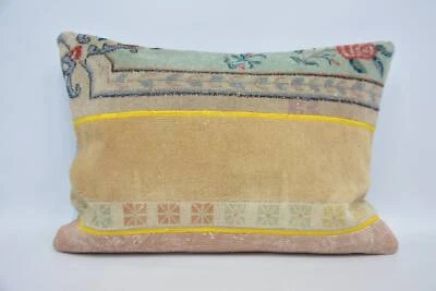 Throw Kilim Pillow, 20"x28" Beige Pillow Cover, Boho Pillow Sham Cover - Image 1 of 4