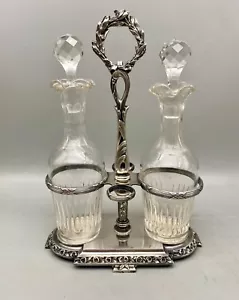 Gallia CHRISTOFLE Baccarat glass silver-plated oil - vinegar cruet ART NOUVEAU - Picture 1 of 24