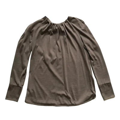 Brunello Cucinelli 聚拢领上衣衬衫女式大号棕色绑带 — 第 1/4 张图片