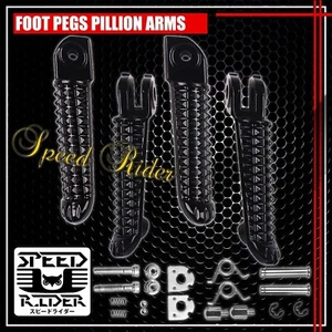 BLACK FRONT+REAR FOOT PEGS FOOTREST RIDER DRIVER SET FOR YAMAHA YZF-R1 YZF-R6 - Picture 1 of 1