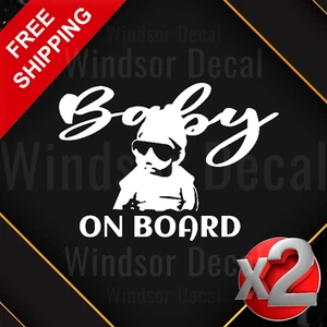 2X Baby on Board Vinyl Decal Sticker, Cool Baby in Hoodie Design, Car Safety 5" - Picture 1 of 7