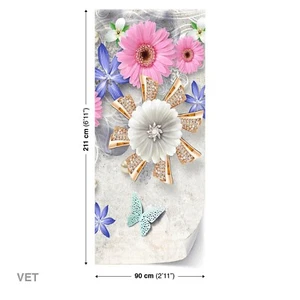 Türtapeten Selbstklebende Wandbild Tür Poster Blumen Schmuck Modern 1458 - Picture 1 of 2