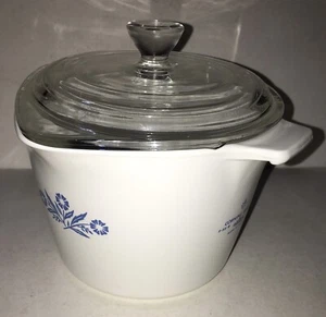 Vintage Corning Ware Blue Cornflower 4 Cup 1 Qt Sauce Maker w/Lid P-55-B MEASURE - Picture 1 of 9