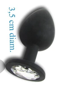Plug anale in silicone medio buttplug anal dildo liscio con  pietra trasparente - Foto 1 di 6