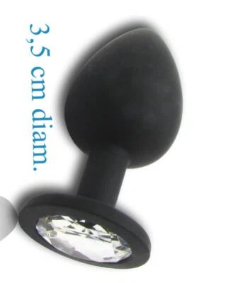 Plug anale in silicone medio buttplug anal dildo liscio con  pietra trasparente - Immagine 1 di 4