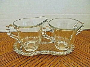 Beautiful Candlewick Creamer & Sugar on tray vintage VGC - Picture 1 of 2