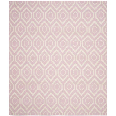 SAFAVIEH Dhurries DHU556C Handwoven Pink / Ivory Rug - Image 1 of 4