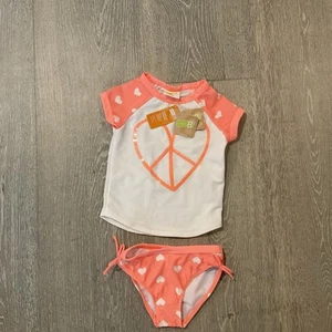 Crazy 8 Size XS 4 Kids Two Piece Swimsuit Rash Guard - Picture 1 of 3