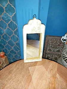 INDIAN 19th CENTURY VINTAGE TEMPLE WOODEN MIRROR - 30cm x 13cm - Picture 1 of 10