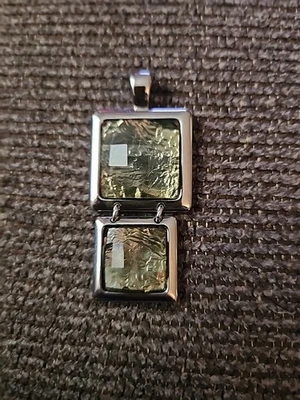 Colgante Lia Sophia Flux Doble Cuadrado Facetado Verde Plata Foto 1 de 3