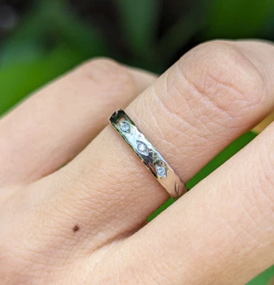 Anillo de eternidad gitano vintage de oro blanco de 18 quilates con diamantes banda de 3 mm L/5,5 Foto 1 de 4