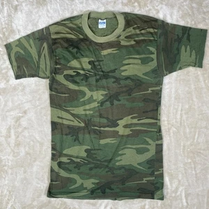 T-shirt vintage Healthknit punto singolo grande USA mimetica adatta a boschi più piccoli - Foto 1 di 13