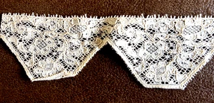 Antik Ecru Cotten gewellte Spitze Muster - Bild 1 von 2