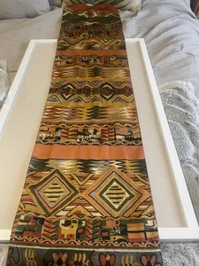 "Bufanda de seda vintage tribal africana azteca suroeste rectángulo largo 10""x 52""" - Imagen 1 de 4