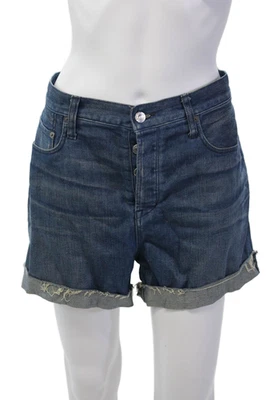 Pantalones cortos de mezclilla Helmut Lang para mujer de algodón forrados con botones azules talla 29 EUR Foto 1 de 4