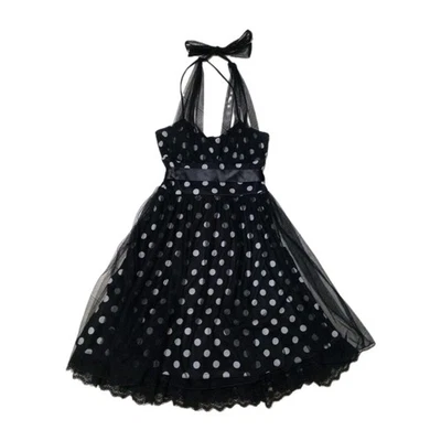 Vestido Midi De Colección Y2K Para Mujer 3/4 Negro Polkadot Línea A Acampanado Retro Mod Rockabilly  Foto 1 de 4