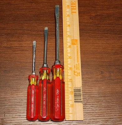 Lof of 3 MAC Tools Screwdriver Flathead, Clear, Vintage, C2, PJRB6, PNRB4, PHRB3 - Image 1 of 4