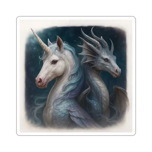 Magical Creatures Kiss-Cut Sticker, Einhorn und Drachen Design, Fantasy [...] - Bild 1 von 4