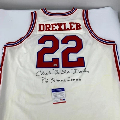 Clyde Drexler "Phi Slama Jama" Signed Authentic 1983 Houston Cougars Jersey PSA - Image 1 of 4