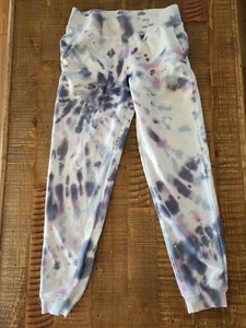 So Girls Tie Dye Joggers XL 14-16 High Rise Cotton White Purple Lounge Pants - Picture 1 of 9