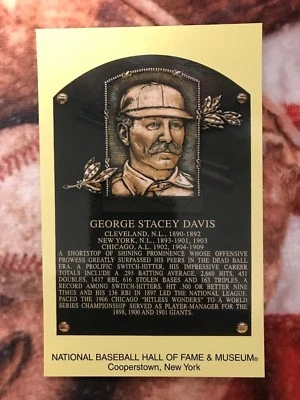 Postal de George Davis - Placa de inducción al Salón de la Fama del Béisbol - Foto Medias Blancas Foto 1 de 2