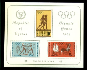 1964 Tokyo Olympics, Chariot racing,boxing,runners,Cyprus,Bl.2,MNH - Picture 1 of 1