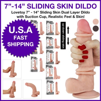 Lovetoy 7" - 14" Piel Deslizante Doble Capa Consolador Realista Dong Ventosa Enorme Foto 1 de 4