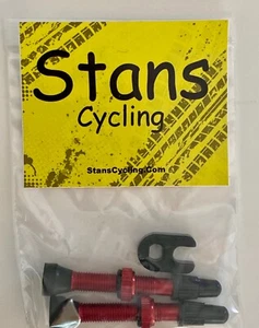2 Stan's Tubeless Presta Alloy Valves..40mm..Alloy + 1 Valve Core Tool ..Red - Picture 1 of 2