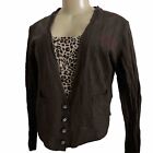 BOSS Hugo Boss femmes S culture mince marron cardigan cou poches boutons
