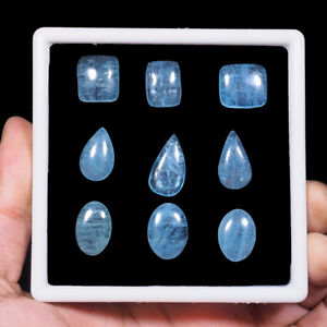 8 X 9 X 4 mm SJ-929 Natural Aquamarine Heart Shape Cabochon Loose Gemstone For Making Jewelry 2 Ct