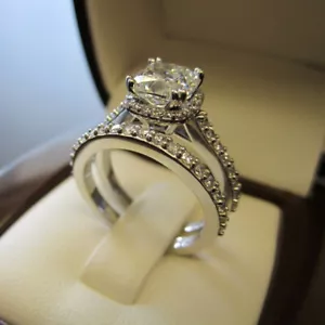 2,60 Kt Kissen Diamant Braut Hochzeit Ring Set Verlobungsring Weißgold Finish - Bild 1 von 8