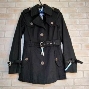 Burberry Blue label trench coat size M color Black with Belt Used Excellent+ #24 - Picture 1 of 17