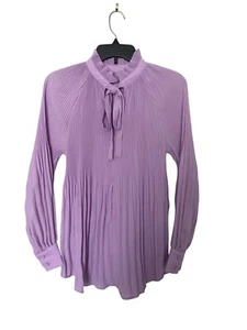 Chico's Women's Purple Pleated & Ruffle High Neck Chiffon Blouse Size 1 NWOT - Picture 1 of 5