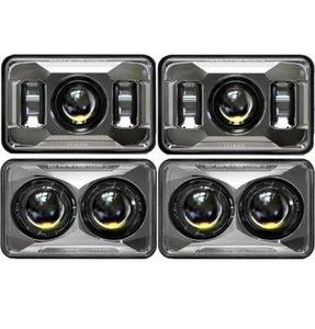 AUDEXEN [4 Pcs] 4x6" Chrome DOT Appr. LED Headlights Kenworth T600 T800 Pete 379 - Picture 1 of 6