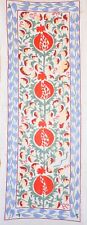 Suzani Table Runner, Uzbek Pomegranate Embroidery, Handmade, Silk, Red