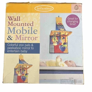 Infantino Vintage 2003 Wall Mounted Mobile & Mirror Colorful Zoo Pals & Mirror - Picture 1 of 10