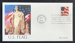 FLAG BALD EAGLE LADY LIBERTY PATRIOTIC PSA PANE SINGLE 2002 FLEETWOOD CACHET FDC - Picture 1 of 1